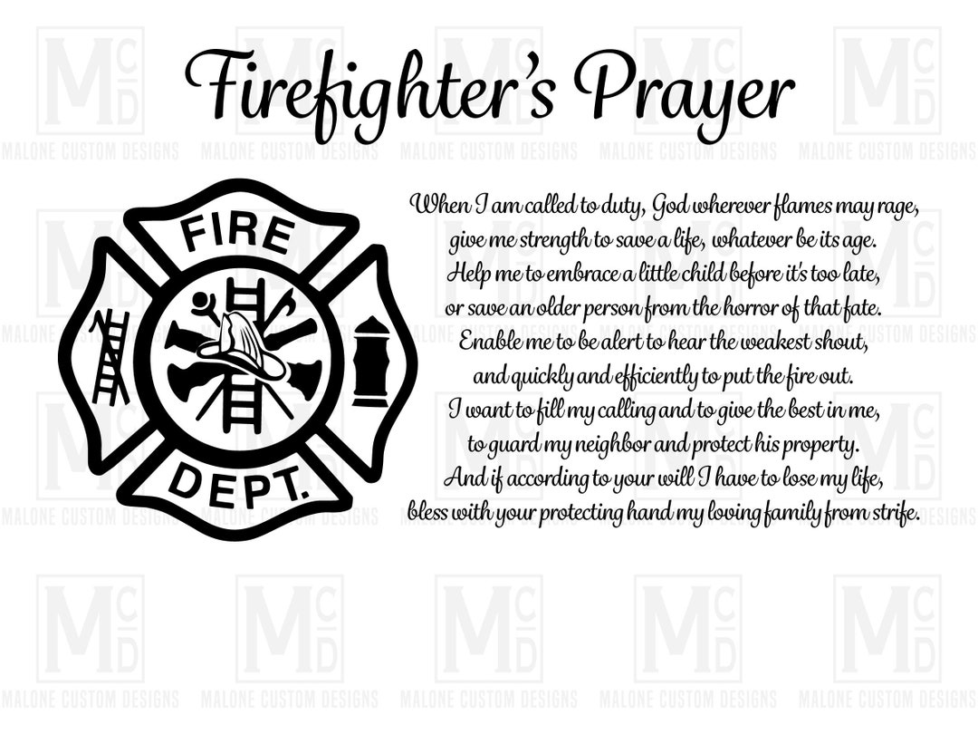 Firefighter's Prayer SVG Design File for Engraving, Vinyl Cutter