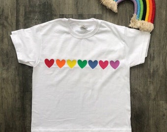 Girls / Boys / Kids Rainbow / Heart t - shirt