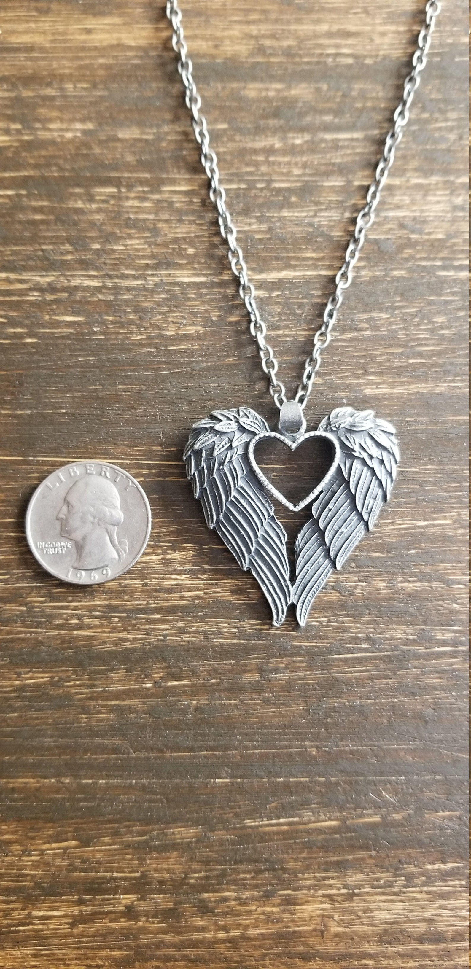 Angel Wings Heart Necklace Etsy