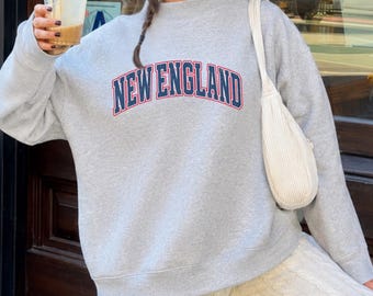 New England Football Vintage Inspired Print Mockneck Sweatshirt | Gift for New England Fan | Boston Cozy Fleece Mock Neck | Sunday Tailgate