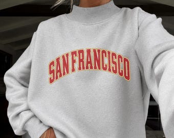 San Francisco Football Vintage Inspired Print Mockneck Sweatshirt | Gift for SF Fan | Tailgate Style