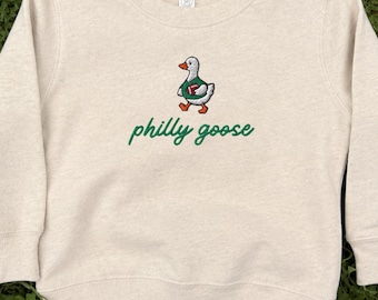 Philly Goose besticktes Kleinkind-Sweatshirt, Kindergrößen, süßer Kellygrüner Philadelphia Football Rundhals-Fleecepullover