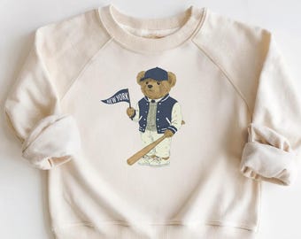 New York baseballsweater met ronde hals voor peuters, gezellige trui voor kinderen