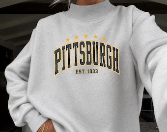 Pittsburgh Football Vintage Inspired Fleece Mockneck Sweatshirt | Steel City Gifts for Her | Gold and Black Football Season Attire