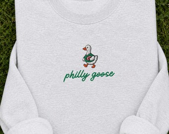 Embroidered Philly Goose Sweatshirt or T-Shirt | Vintage Style Kelly Green | Philadelphia Football Gifts | Crewneck | T-Shirt | Hoodie