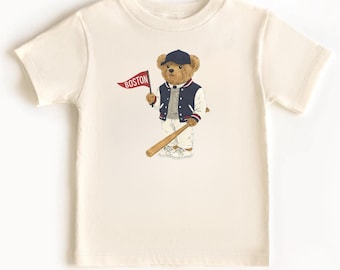 Toddler Boston Baseball Short Sleeve T-Shirt | Kids Baseball Game Tee | Gift for Boston Baseball Toddler | Youth Ballpark T-Shirts