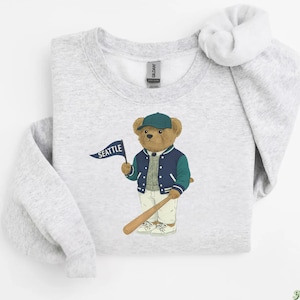Seattle Baseball Vintage Bear Sweatshirt: PNW Unisex Crewneck City Pride Pullover