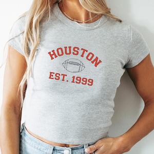 Houston Football Baby Tee for Women, Houston T-Shirt, Gift for Houston Texas Fan, Texas Gift for Women, Trendy Top, Athletic Gear, HTX Top