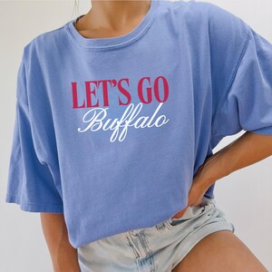 Let's Go Buffalo Comfort Colors T-Shirt, Buffalo T-Shirt for Women, Vintage Style Crewneck Shirt, Gift for Buffalo Fan, Red and Blue Shirt