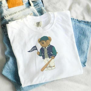 Seattle Baseball Vintage Teddy Bear T-Shirt: Unisex PNW Pride Tee | Seattle Washington Baseball Attire | Gift for Seattle Fans