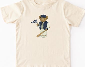 New York Baseball Bear Youth T-Shirt | Kids Size Vintage Inspired Bear