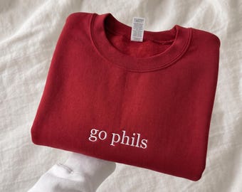 Philadelphia Baseball Embroidered Sweatshirt | Philly Gift for Fans | Embroidery Gifts