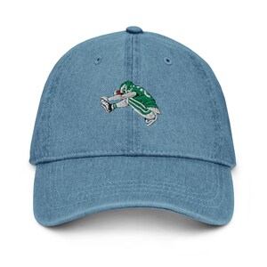 Fly Barkley Embroidered Denim Hat, Backwards Hurdle Hat,  Vintage Style Baseball Cap, Philly Fan Gift, Kelly Green