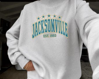 Jacksonville Football Vintage Inspired Print Mockneck Sweatshirt | Gift for Jax Fan | Tailgate Style Duval
