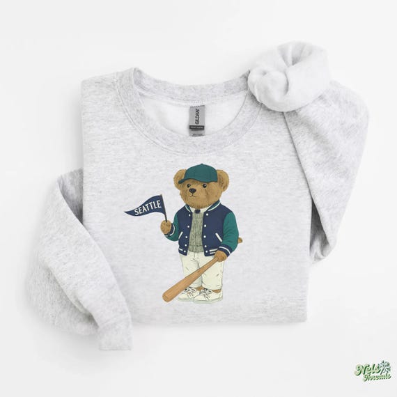 Seattle Baseball Vintage Bear Sweatshirt: PNW Unisex Crewneck City Pride Pullover