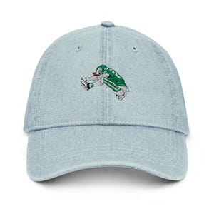 Fly Barkley Embroidered Denim Hat, Backwards Hurdle Hat,  Vintage Style Baseball Cap, Philly Fan Gift, Kelly Green