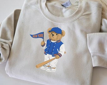 New York baseball-teddybeertrui: vintage geïnspireerde City Pride-trui