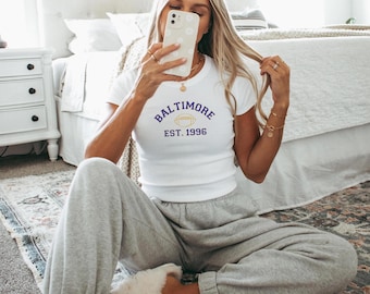Baltimore Football Baby Tee: Slim Fit Cropped Top