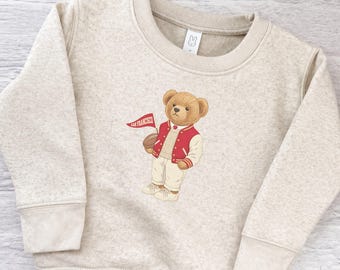 Toddler San Francisco Football Vintage Bear Sweatshirt: Crewneck Kids Size Pullover