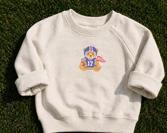 Toddler and Infant Buffalo Football Cute Teddy Bear Sweatshirt: Crewneck Kids Size Pullover