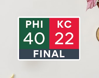 Philadelphia Eagles Super Bowl Final Score Sticker, 40-22