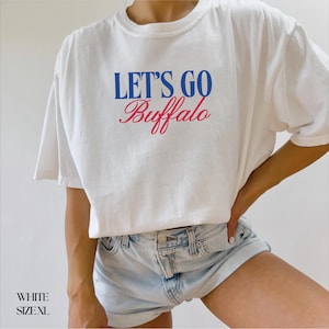 Let's Go Buffalo Comfort Colors T-Shirt, Buffalo T-Shirt for Women, Vintage Style Crewneck Shirt, Gift for Buffalo Fan, Red and Blue Shirt