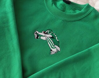 Embroidered Backward Hurdle Sweatshirt or T-Shirt | Vintage Style Kelly Green | Philadelphia Football Gifts | Crewneck | T-Shirt | Hoodie