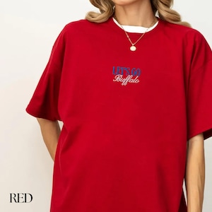 Let's Go Buffalo Embroidered Comfort Colors T-Shirt, Vintage Style Tee, Gift for Buffalo Fan, Embroidered Football Shirt, Tailgating Shirt