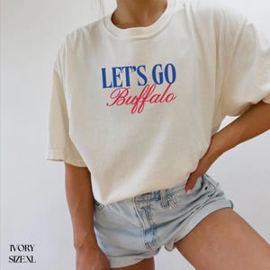 Let's Go Buffalo Comfort Colors T-Shirt, Buffalo T-Shirt for Women, Vintage Style Crewneck Shirt, Gift for Buffalo Fan, Red and Blue Shirt