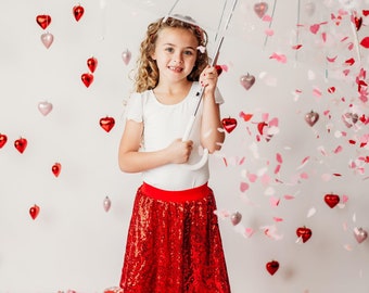 Valentine Shimmer Hearts Skirt, Girls skirt