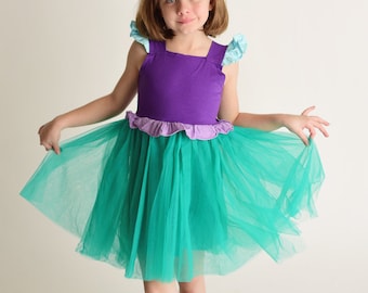 Mermaid Twirly Tutu Soft Dress, Princess Dress, costume Girls