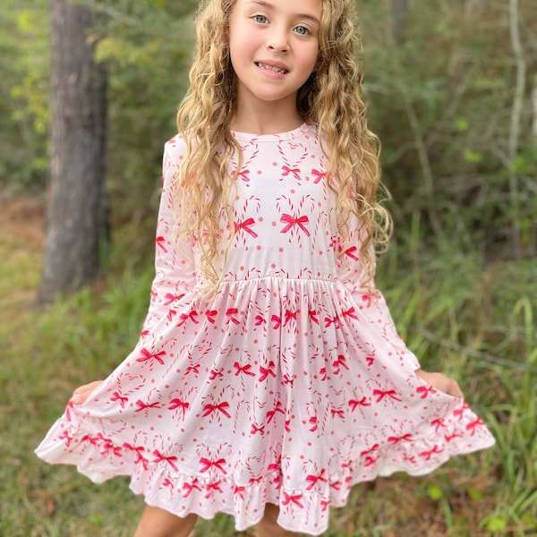 Candy Cane Swirl Dress Matching Set
