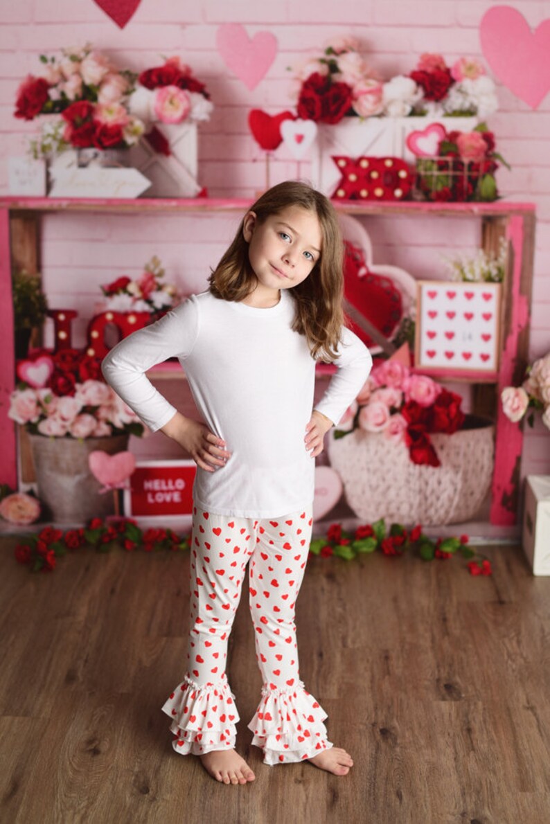Valentine Red Heart Ruffle Pants Girls Pants Etsy