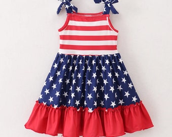 Patriotic Strap Tank Dress, July 4th Dress, Independence day Dress