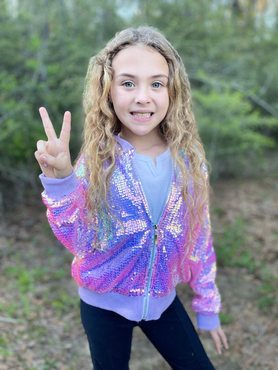 Pink Purple Sparkle Jacket, Soft Jackets. Girls Sequins Jacket - Etsy