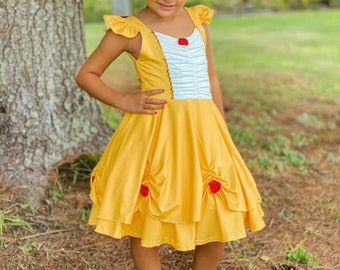 Beauty Twirly Soft Dress, Princess Dress, Belle Costume PRESALE