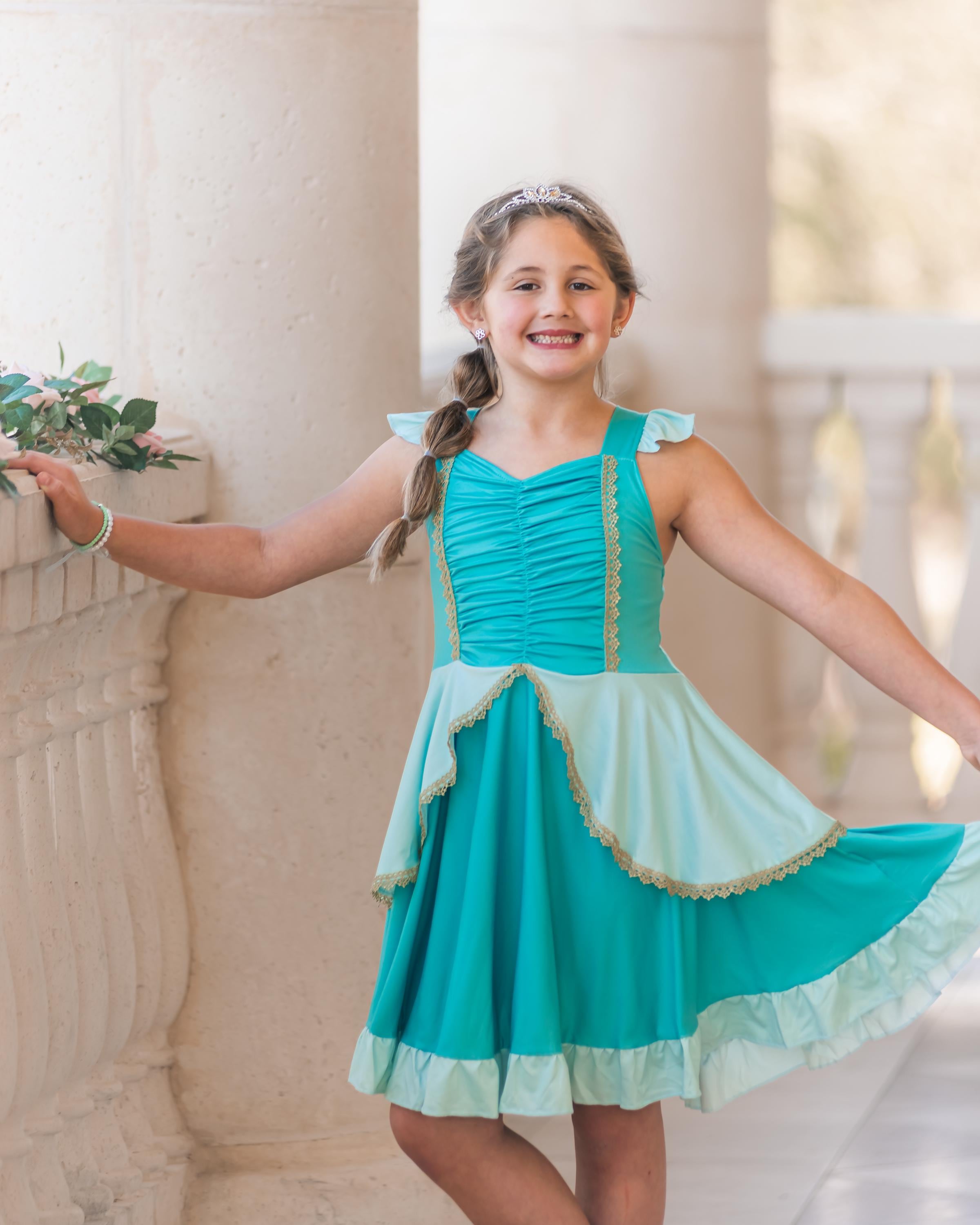 strapless open back dress Princess Jasmine Costume Kids Aladdin Girls Dress main image 1