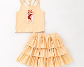 Beauty Princess  Top and Skort Set Girls Dress. Summer Outfit