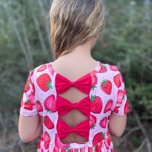 Strawberry Twirly Dress. Milk Silk Soft dress Spring dress Summer image 1