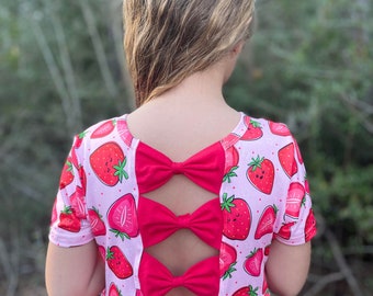 Strawberry Twirly Dress. Milk Silk Soft dress Spring dress Summer