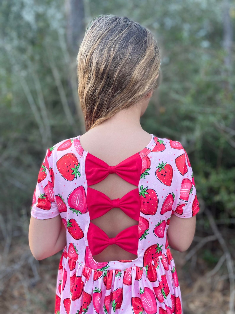 Strawberry Twirly Dress. Milk Silk Soft dress Spring dress Summer image 1