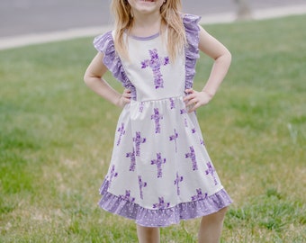 Easter Floral Cross Dress, Soft fabric. Girls dress
