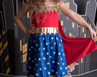 Super girl Dress with cape , Princess Dress,costume