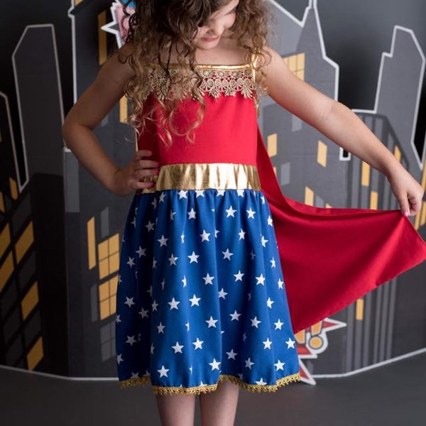 Super girl Dress with cape , Princess Dress,costume