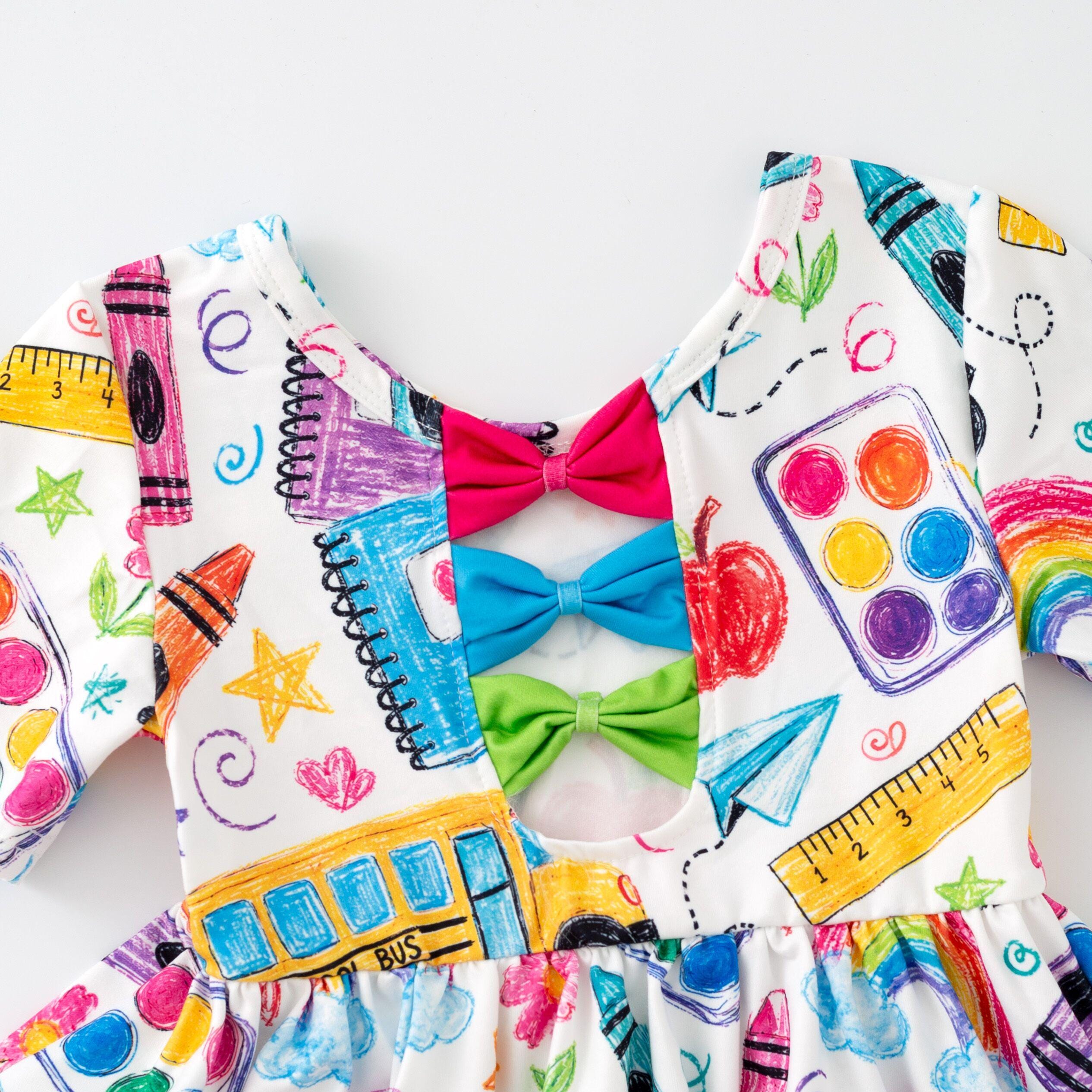 Back to School Back Bow , Soft Milk Silk Dress