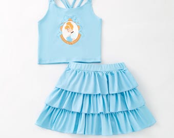Midnight Princess Magical Top and Skort Set Girls Dress. Summer Outfit