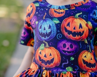 Halloween Spooky Pumpkins, Girls Fall Halloween Soft dress