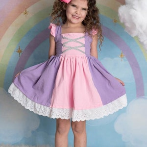 Long hair Dress, Princess Dress, costume Rapunzel cotton