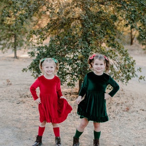 Green Velvet Twirl Dress, Soft Christmas Dress. Sibling Dress - Etsy