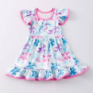 Dolphin Sea life Dress Milk Silk Soft Dress Spring dress Summer